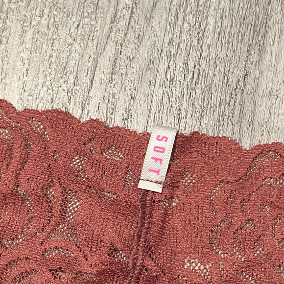 PINK Dark Mauve thick lace waisted thong - Picture 4 of 7